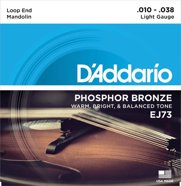 Cordes mandoline D'addario EJ73 Mandolin Strings Phosphor Bronze 10-38 - Jeu de 6 cordes