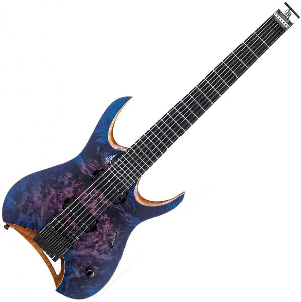 Guitare électrique solid body Mayones guitars Hydra Elite 7 (Seymour Duncan) - Dirty purple blue burst satin
