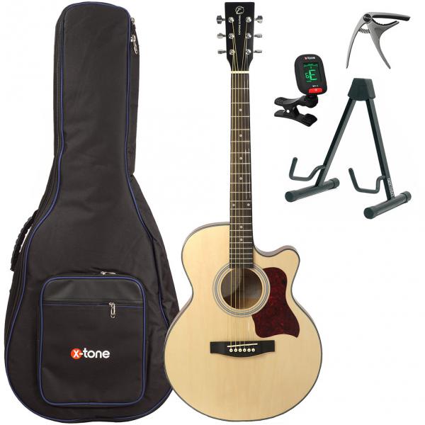 Pack guitare acoustique Eastone SB20C-NAT +X-Tone 2002 Bag Pack - Natural matte