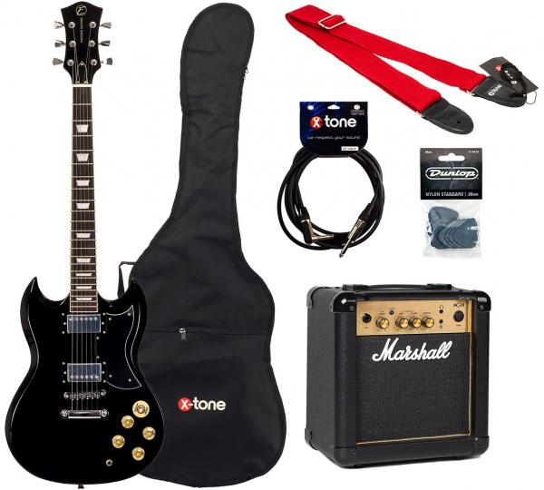 Pack guitare électrique Eastone SDC70 +Marshall MG10G Gold +Accessoires - Black