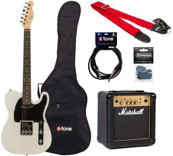 Guitare électrique solid body Eastone TL70 +Marshall MG10 +Accessories - Olympic white