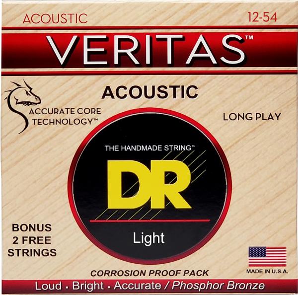Cordes guitare acoustique Dr VERITAS Coated 12-54 - Jeu de 6 cordes