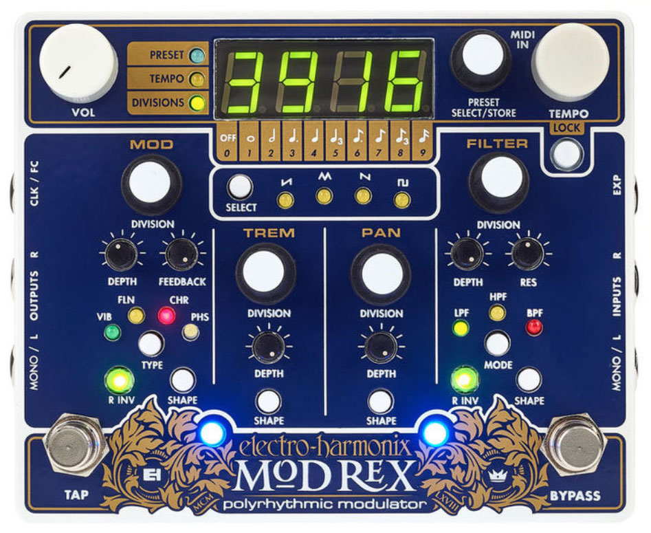 Electro harmonix Mod Rex Polyrhythmic Modulator Pédale chorus / flanger