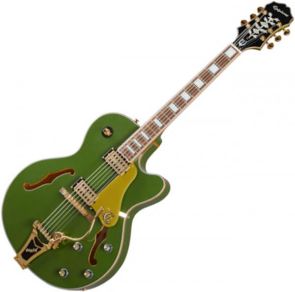 Guitare électrique 3/4 caisse & jazz Epiphone Emperor Swingster - Forest green metallic