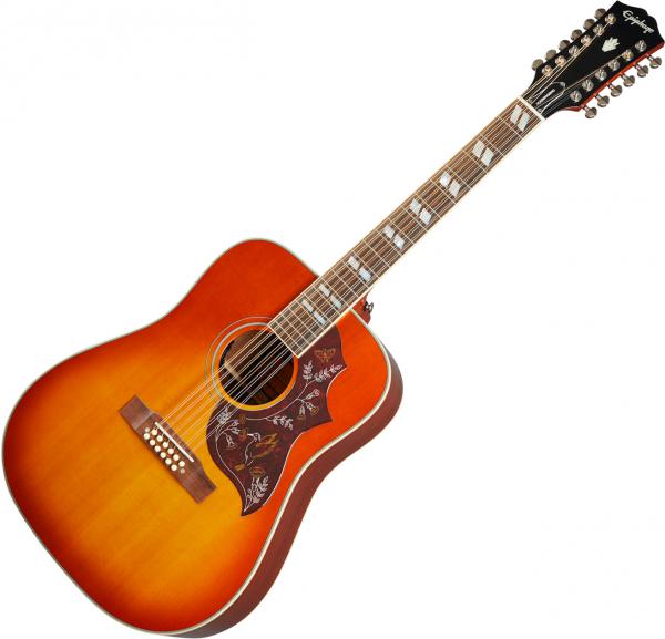 Guitare electro acoustique Epiphone Inspired by Gibson Hummingbird 12-String - Aged cherry sunburst