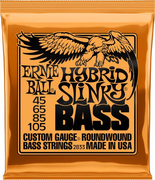 Cordes basse électrique Ernie ball Bass (4) 2833 Hybrid Slinky Bass 45-105 - Jeu de 4 cordes