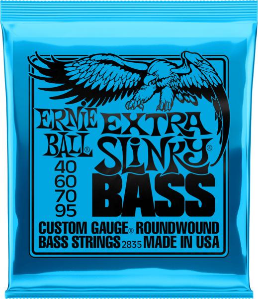 Cordes basse électrique Ernie ball P02835 Electric Bass 4-String Set Extra Slinky Nickel Wound Strings 40-95 - Jeu de 4 cordes