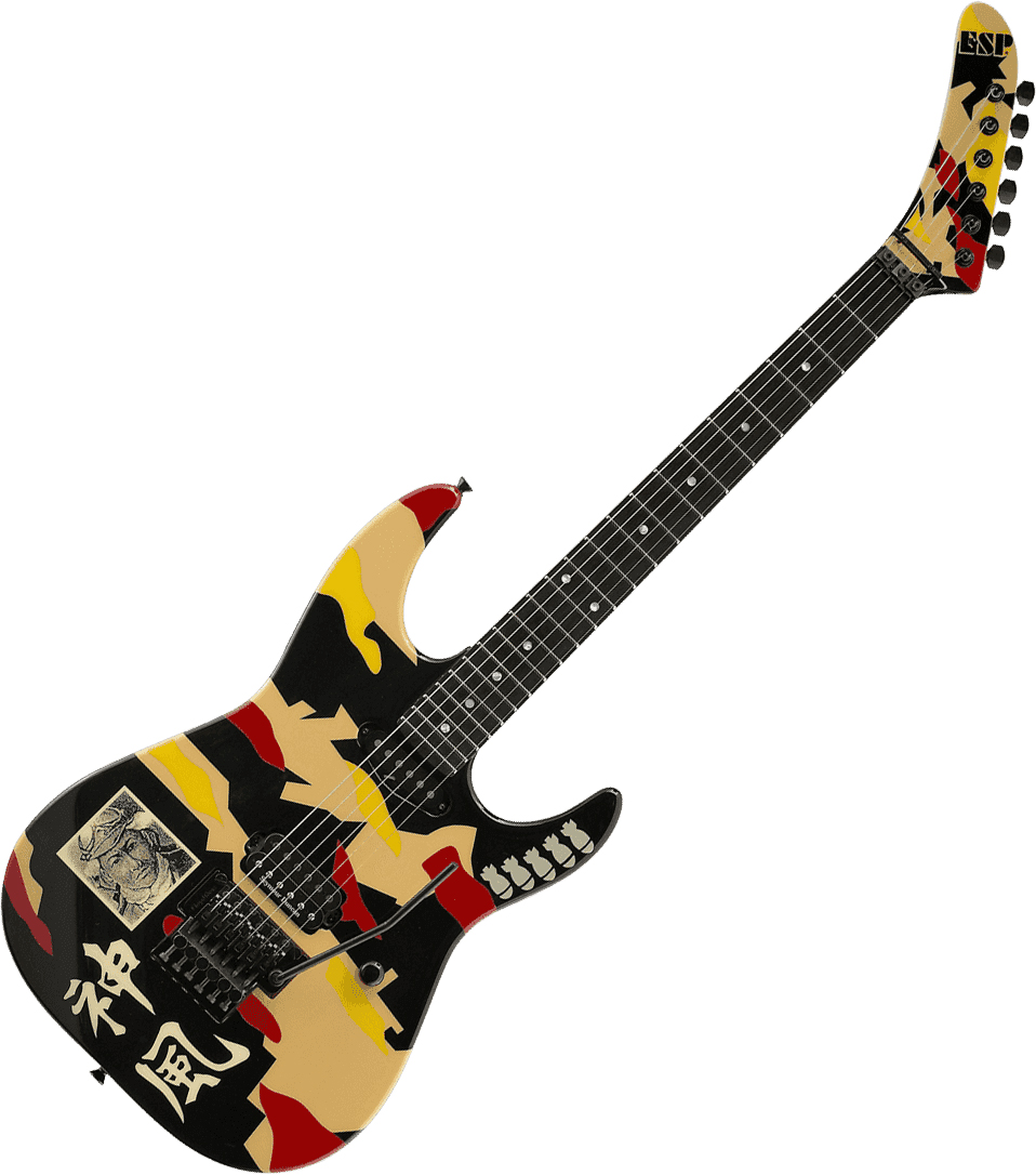 Esp Custom Shop George Lynch Kamikaze 1 Japan Black W Graphic Custom Graphics Solid Body Electric Guitar