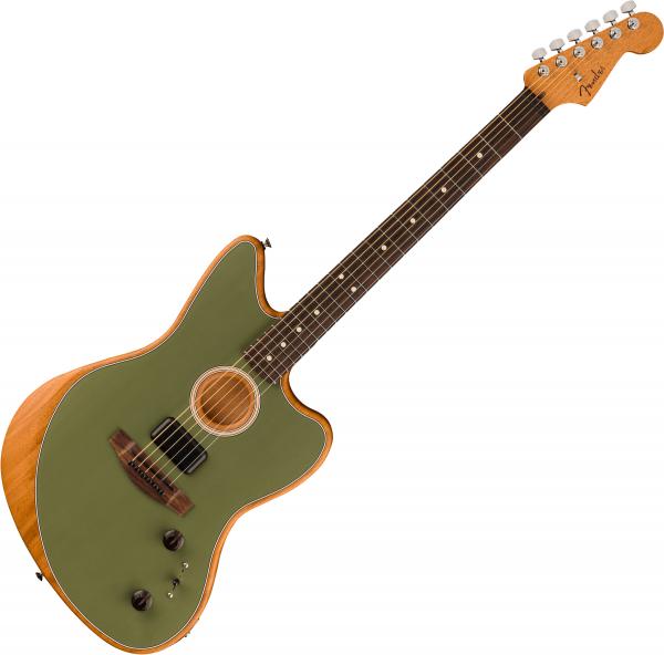 Guitare electro acoustique Fender Acoustasonic Player Jazzmaster (MEX, RW) - Antique olive