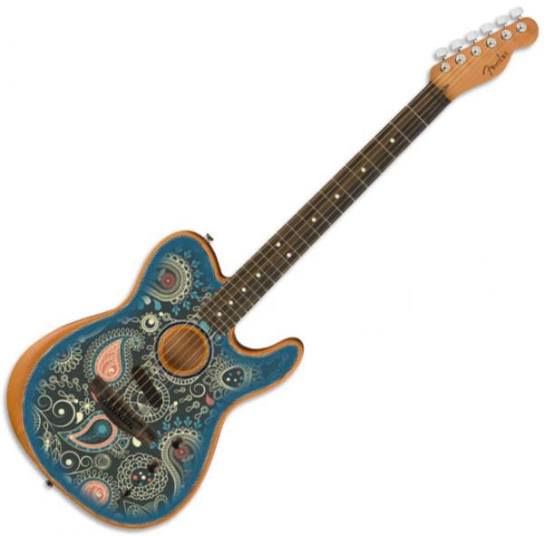 Guitare acoustique Fender American Acoustasonic Telecaster FSR Ltd (USA) - Blue paisley