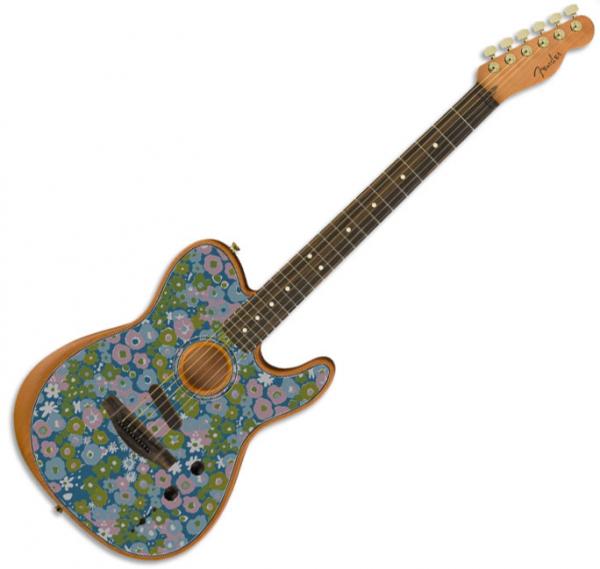 Guitare acoustique Fender American Acoustasonic Telecaster FSR Ltd (USA) - Blue flower