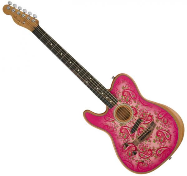 Guitare acoustique Fender American Acoustasonic Telecaster LH FSR Ltd (USA) - Pink paisley