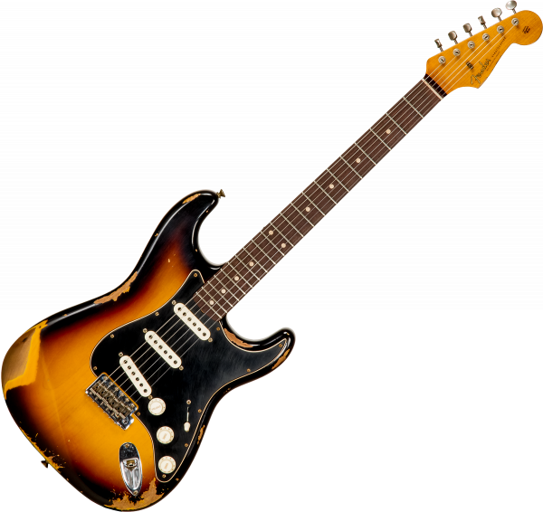 Guitare électrique solid body Fender Custom Shop Dual-Mag II Stratocaster Ltd #CZ563967 - Heavy relic 3-color sunburst