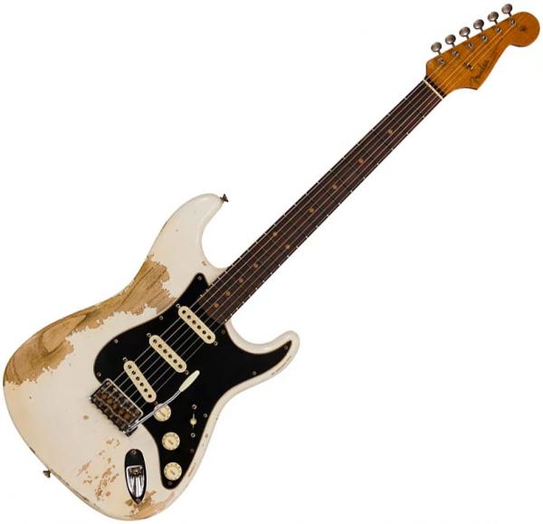 Guitare électrique solid body Fender Custom Shop Poblano Stratocaster - Super heavy relic olympic white
