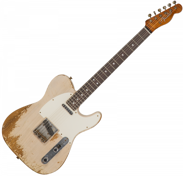 Guitare électrique solid body Fender Custom Shop 1963 Telecaster Masterbuilt C.Lopez #R114649 - Heavy relic vintage white blonde