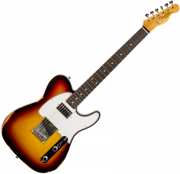 Guitare électrique solid body Fender Custom Shop 1960 Telecaster Custom HS #R115612 - Closet classic relic 3-color sunburst