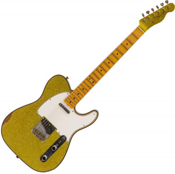 Guitare électrique solid body Fender Custom Shop 1963  Telecaster Custom Ltd #CZ545983 - Relic chartreuse sparkle