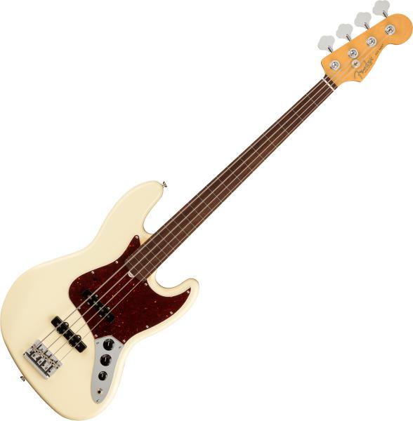 Basse électrique solid body Fender American Professional II Jazz Bass Fretless (USA, RW) - Olympic white