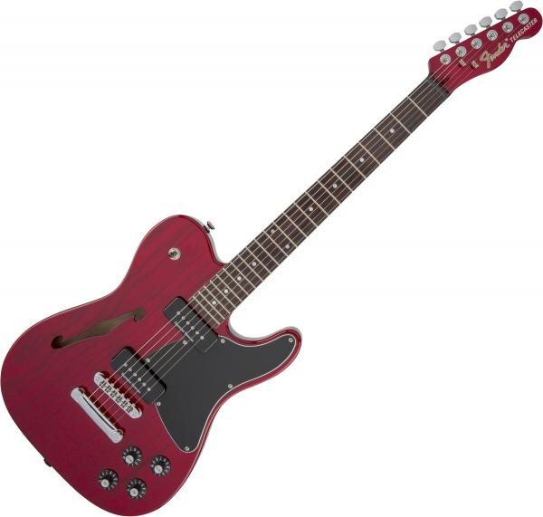 Guitare électrique solid body Fender Jim Adkins JA-90 Telecaster Thinline (MEX, LAU) - Crimson red transparent