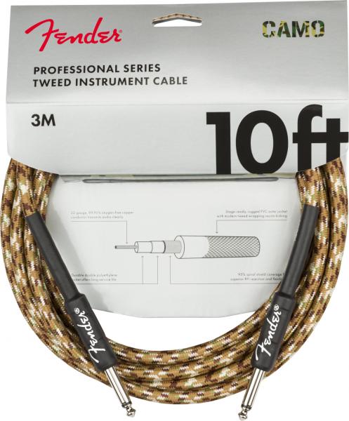 Câble Fender Professional Series Instrument Cable, Straight/Straight, 10ft - Desert Camo