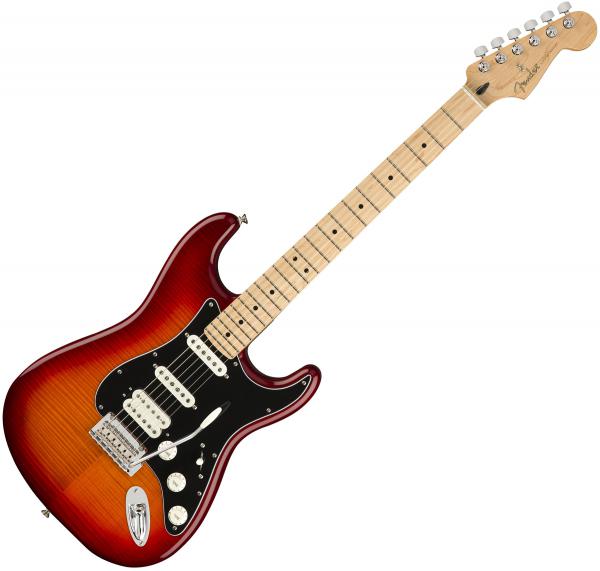Guitare électrique solid body Fender Player Stratocaster HSS Plus Top (MEX, MN) - Aged cherry burst