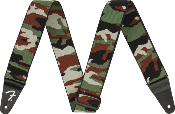 Sangle courroie Fender Weighless 2 Inches Camo Guitar Strap - Green