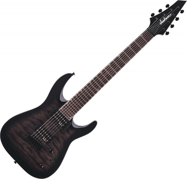 Guitare électrique baryton Jackson Dinky Arch Top JS22Q-7 DKA HT - Transparent black burst