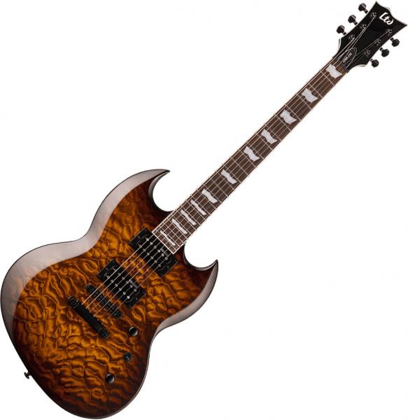 Guitare électrique solid body Ltd Viper-256 - Dark brown sunburst