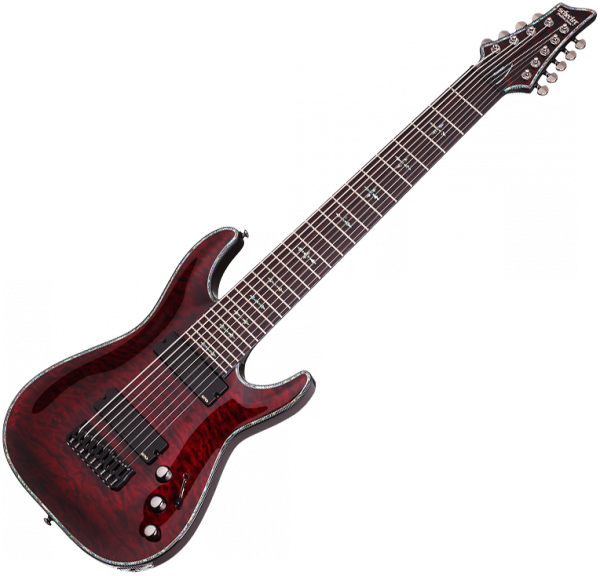 Guitare électrique baryton Schecter Hellraiser C-9 - Black cherry