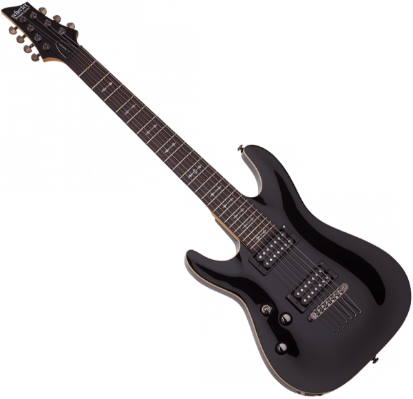 Guitare électrique baryton Schecter Omen-7 LH Gaucher - Black