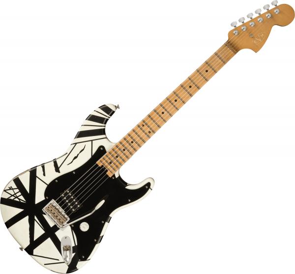Guitare électrique solid body Evh                            Striped Series '78 Eruption - White with black stripes relic