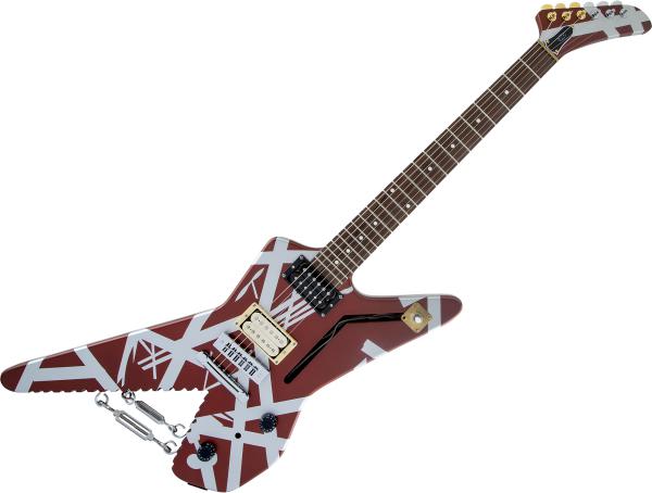 Guitare électrique solid body Evh                            Striped Series Shark - Burgundy with silver stripes