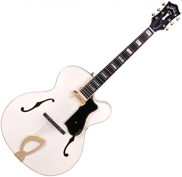 Guitare électrique 1/2 caisse Guild A-150 Savoy Special +Case - Snowcrest white