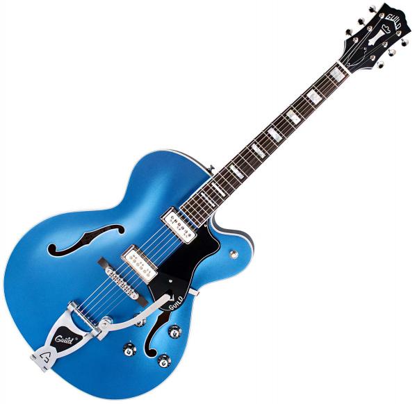 Guitare électrique 1/2 caisse Guild X-175 Manhattan Special Newark ST - Malibu blue