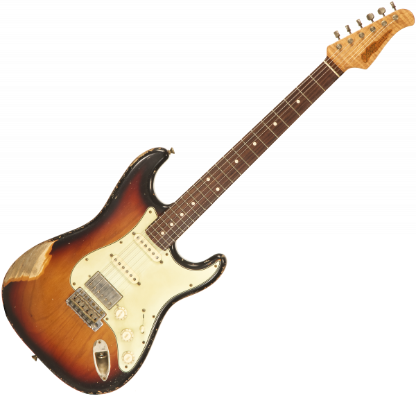 Guitare électrique solid body Xotic California Classic XSC-2 Ash #2085 - Heavy aging 3 tone burst