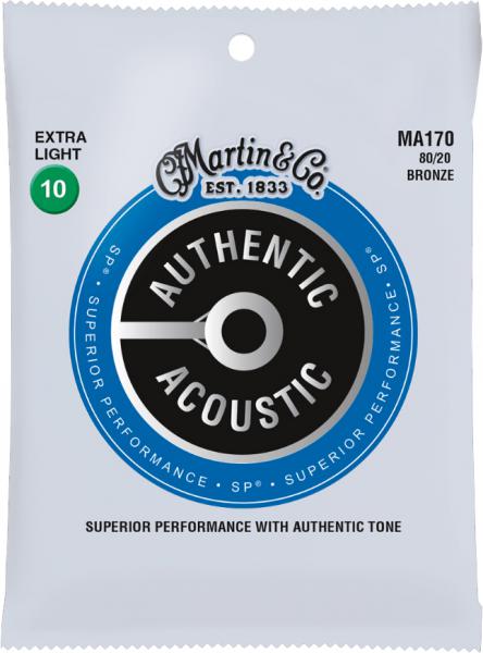 Cordes guitare acoustique Martin MA170 Authentic Acoustic SP 80/20 Bronze 10-47 - Jeu de 6 cordes