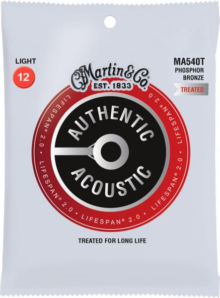 Cordes guitare acoustique Martin MA540T Authentic Acoustic Lifespan 2.0 Phosphor Bronze 12-54 - Jeu de 6 cordes