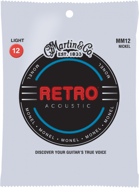Cordes guitare acoustique Martin MM12 Acoustic Guitar 6-String Set Retro Monel 12-54 - Jeu de 6 cordes